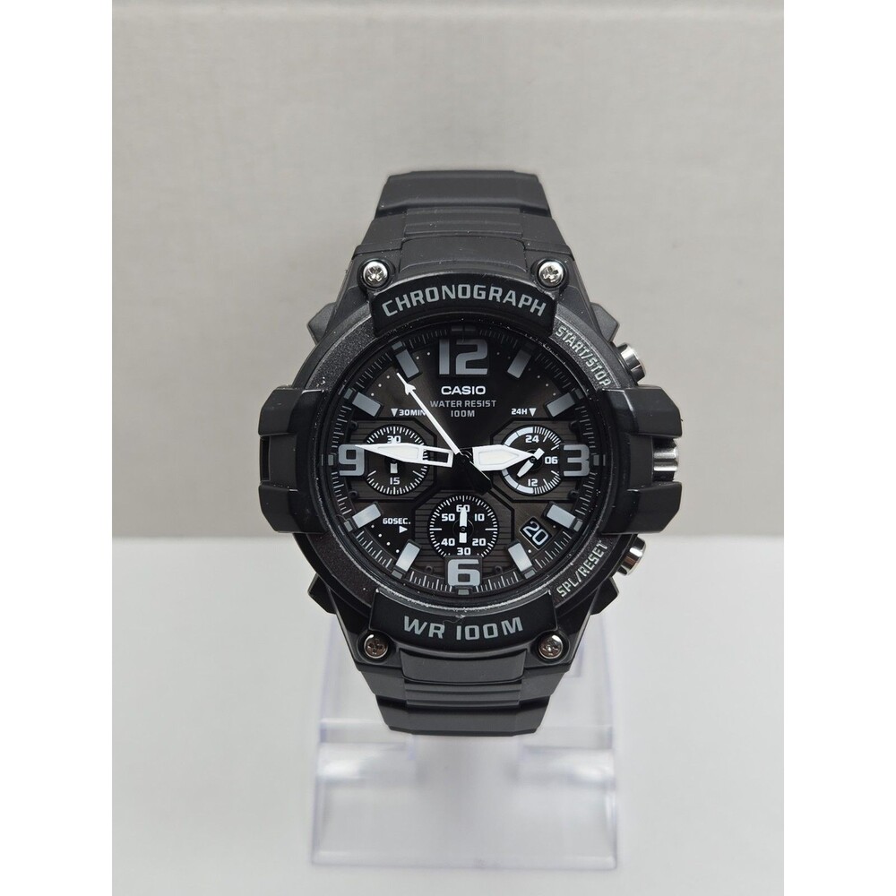Casio Mens Black 50mm Chronograph Date 100M Sports Watch New Battery